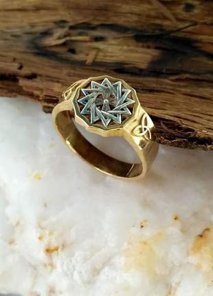 Кольцо звезда эрцгамма из бронзы с серебряной накладкой