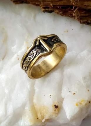 Кольцо с руной тюр кельтские узлы из бронзы