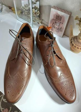 Фирменные брендовые мужские туфли броги real leather