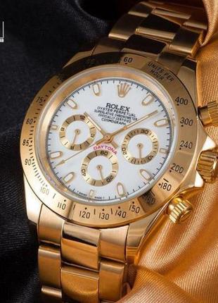 Годинник в стилі rolex daytona gold ( white )
