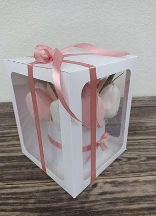 Букет мильних тюльпанів "Коханій" у коробці (в акваріумі)