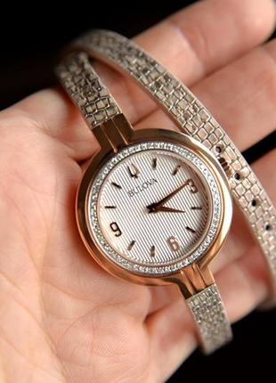 52 бриллианта! женские часы с бриллиантами bulova подарок деву...
