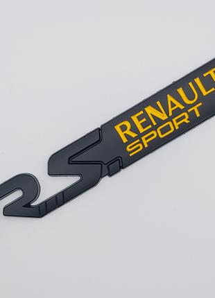 Эмблема Renault Sport на крышку багажника (чёрный+желтый, мато...