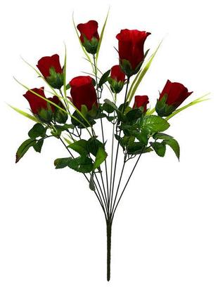 Искусственные цветы Букет Розы в бутонах, бархат, 9 голов, 600...