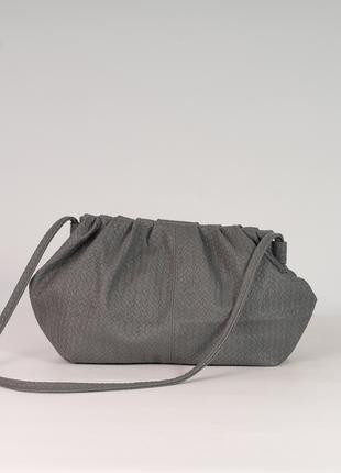 Жіноча сумка пауч сумка сіра сумка зі складками сумка пельмень
