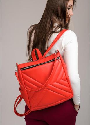 Женский рюкзак-сумка  trinity строченный красный