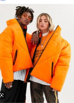 Стильный оранжевый пуховик куртка collusion унисекс