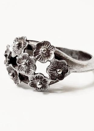 Кольцо ссср 7 цветочков, серебро 925 пр, винтажный женский пер...