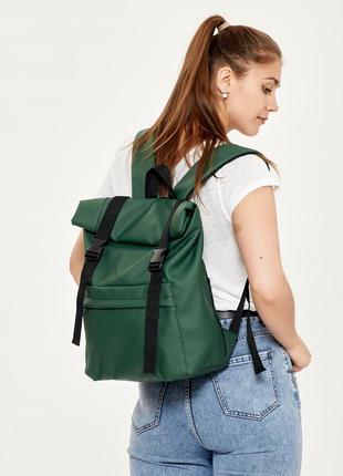 Рюкзак большой зеленый раскладной рюкзак рол кожаный эко
