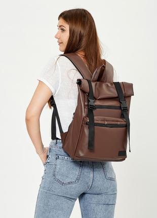 Рюкзак большой коричневый раскладной рюкзак рол женский кожаны...