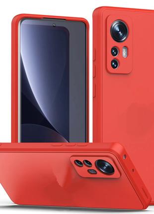 Силиконовый чехол для Xiaomi 12T Красный микрофибра soft touch