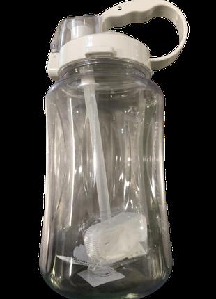 Большая пластиковая спортивная бутылка для воды с ручкой, труб...