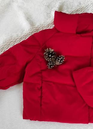 Детская пуховая красная куртка для девочки 1-2 года, 90 см
