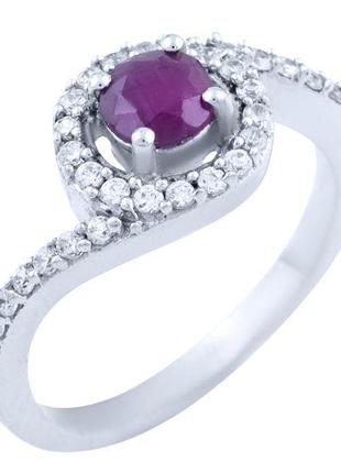 Серебряное кольцо с натуральным рубином, вес изделия 2,95 гр (...