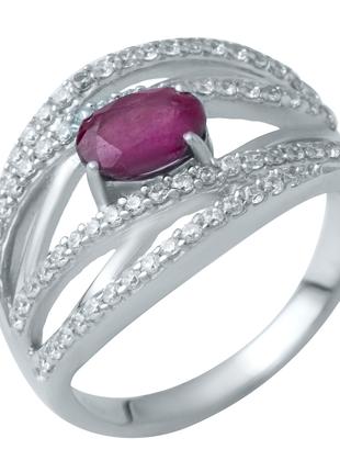 Серебряное кольцо с натуральным рубином, вес изделия 4,77 гр (...