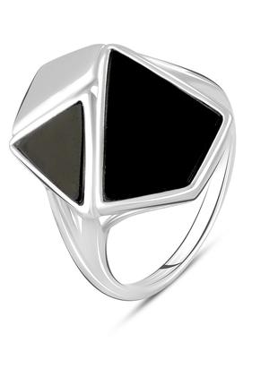 Серебряное кольцо с натуральным ониксом, вес изделия 4,79 гр (...
