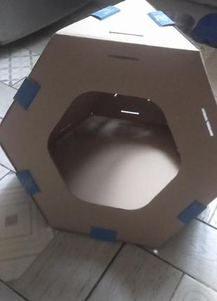 Модульный домик для кота из картона собирающийся с тоннелем