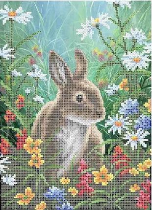 Схема для вишивання бісером Кролик у квітах часткова вишивка з...