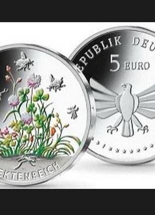 Германия 5 евро 2022 год царство насекомых №122