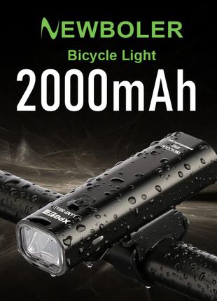 Мощная велофара аккумуляторная, LED Фонарик 2в1 2000mAh DE300....