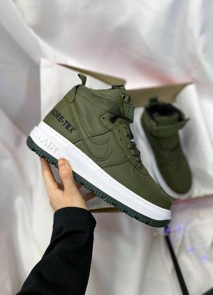 Кросівки nike air force 1 gore-tex khaki /white fur