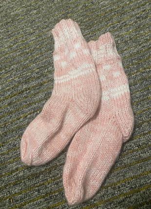 Ручная работа тёплые вязаные носки розовые шерсть