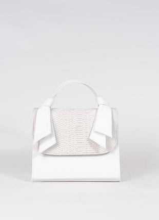 Женская сумка каркасная сумка белая сумка белая рептилия белый