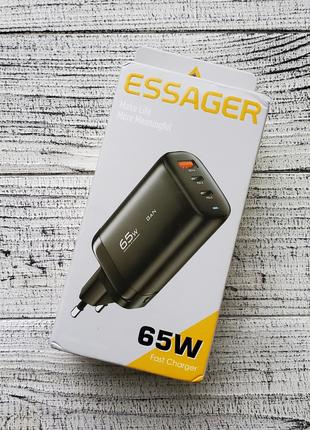 Зарядное устройство Essager ES-CD23 Gan 65W (1USB+2Type-C) черный