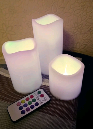 Світлодіодні LED свічки набір 3шт🕯️+ пульт в комплекті