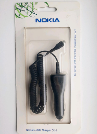Автомобильная сетевая зарядка Nokia Mobile Charger DC-6 micro USB