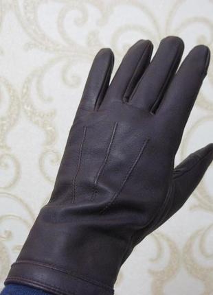 Женские кожаные перчатки на флисе f&f