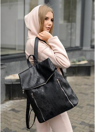 Женский городской стильный рюкзак из екокожи Sambag Rene Черный
