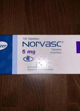 Norvasc амлодипин 5 mg 100 таблеток производство Pfizer Германия