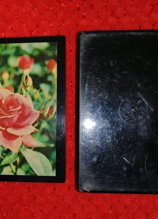 Шкатулка советская розы, черная, антиквариат, оргстекло, пластик