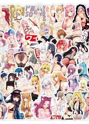 Набор стикеров с аниме девочками Хентай\ Ахегао (10шт набор)