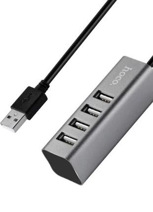 USB hub хаб на 4 USB порта HOCO HB1 серый