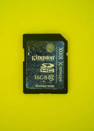 Карта памяти флеш SD HC 16 GB 10 class Kingston 100x