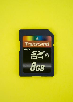 Карта памяти флеш SD HC 8 GB Transcend