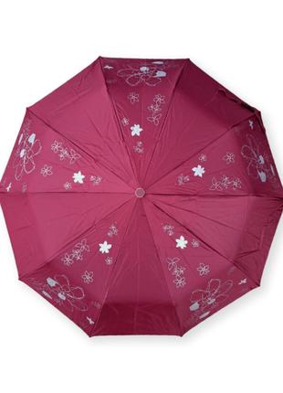 Женский зонт полуавтомат бордовый на 10 спиц от фирмы "Belliss...