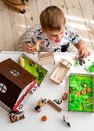 Детский деревянный игровой набор ферма