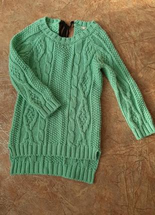 Джемпер свитер кофта теплая длинная мята зеленый
