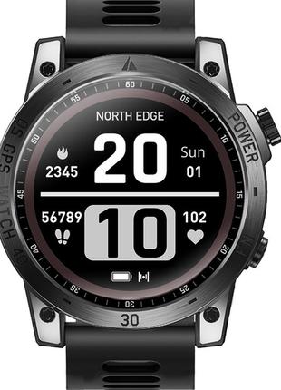 Мужские умные смарт часы North Edge CrossFit GPS Black с компасом