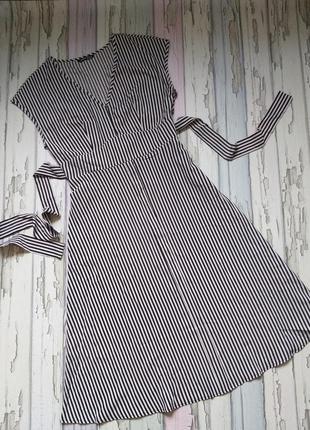 Распродажа! черно-белое полосканное платье shein