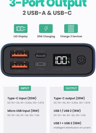 Power Bank (павер банк) TOPK 20000mAh 20W PD3.0