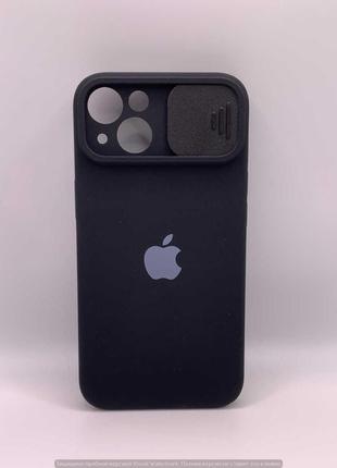 Silicone Case SLIDER Full Camera SQUARE side for iPhone 13 Black