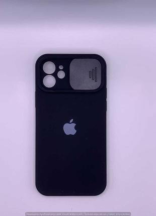 Silicone Case SLIDER Full Camera SQUARE side for iPhone 12 Black