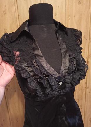 Чорна блузка з мереживом, блуза нарядная с кружевом tally weijl