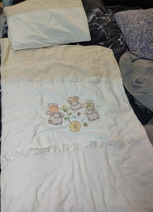 Постельное белье (2 набора) и одеяло для новорожденных