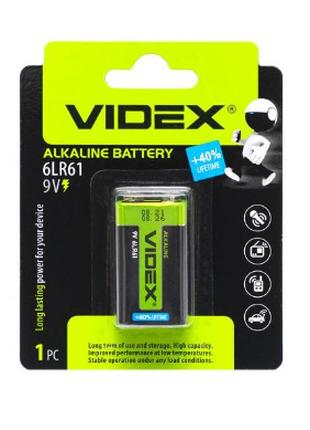Батарейка Alkaline (крона) Videx 6LR61 9V