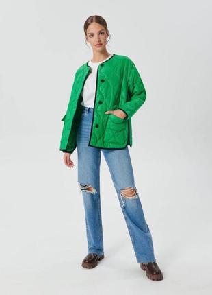 Куртка зеленая курточка женская стеганая демисезонная стильная...